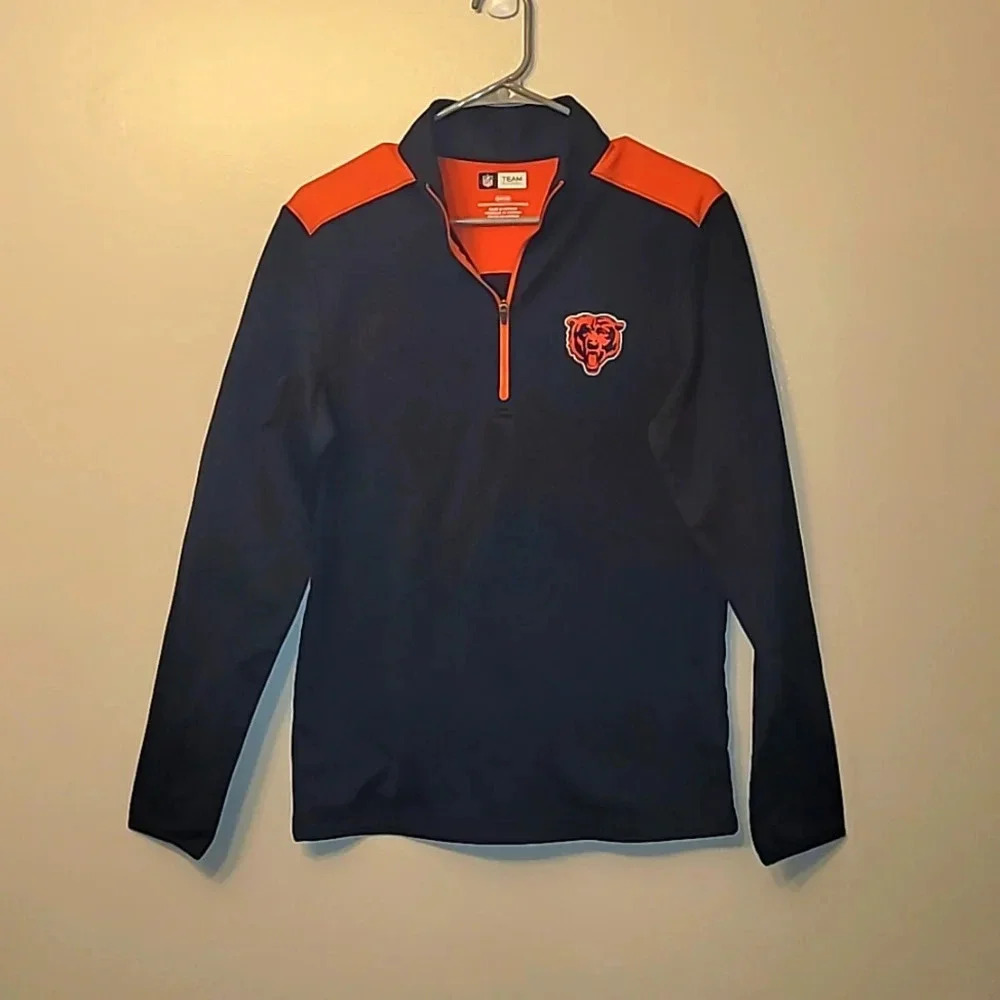 NFL Chicago Bears men's small quarter zip-up pullover blue and orange LOT E24